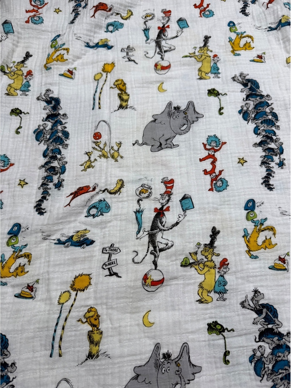 Pottery Barn Kids Dr Seuss Organic Cotton Muslin Swaddle Blanket 47x47 - Picture 5 of 5